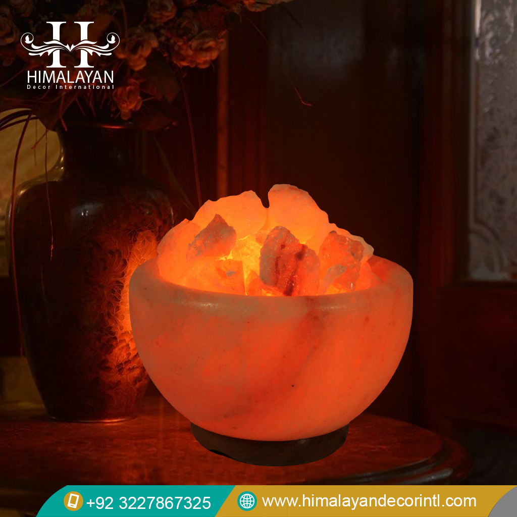 Himalayan Big Fire Bowl Salt Lamp With Crystal Salt Chunks